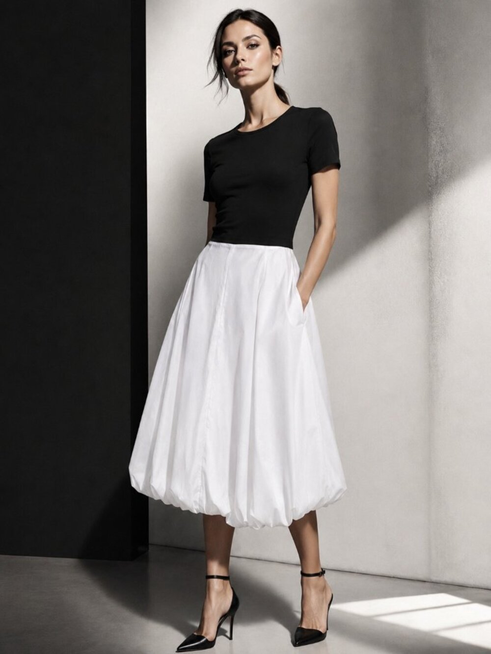 Karl Lagerfeld Black & White Midi Dress
